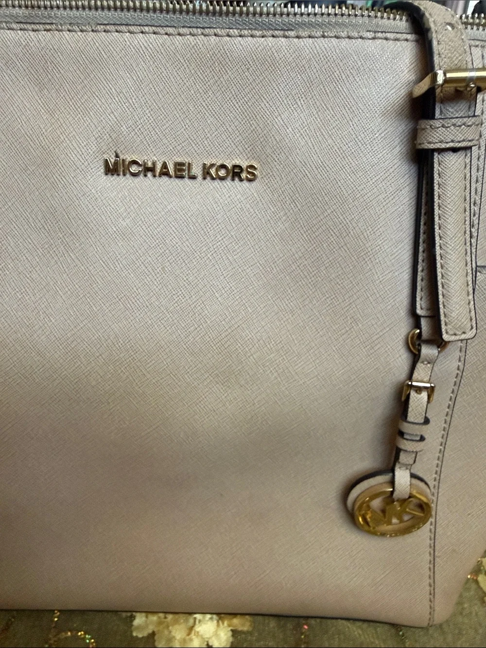 Michael Kors Blush Pink Saffiano Tote with Gold Accents